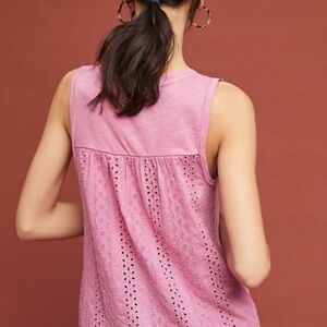 Eri+Ali Lucie Pink Eyelet-Back Sleeveless‎ Tank Top